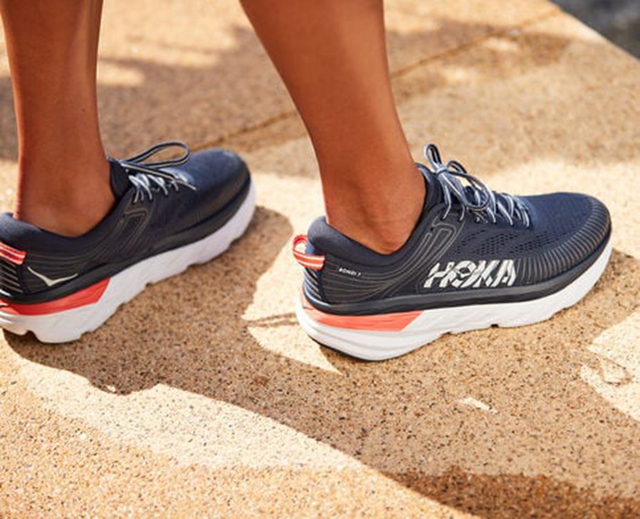 Hoka One One Koşu Ayakkabısı Kadın Lacivert/Beyaz - Bondi 7 - CE3276851